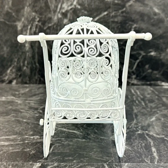 White Metal Doll Carriage with Small Baby Doll - Picture 7 of 16